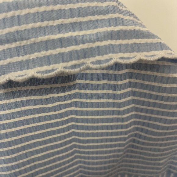 Milk & Honey Blue Striped Blouse with Lace Trim - Picture 7 of 8